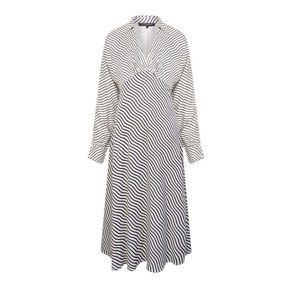 French Connection Womens/Ladies Candice Striped V Neck Midi Dress / Black/Cream